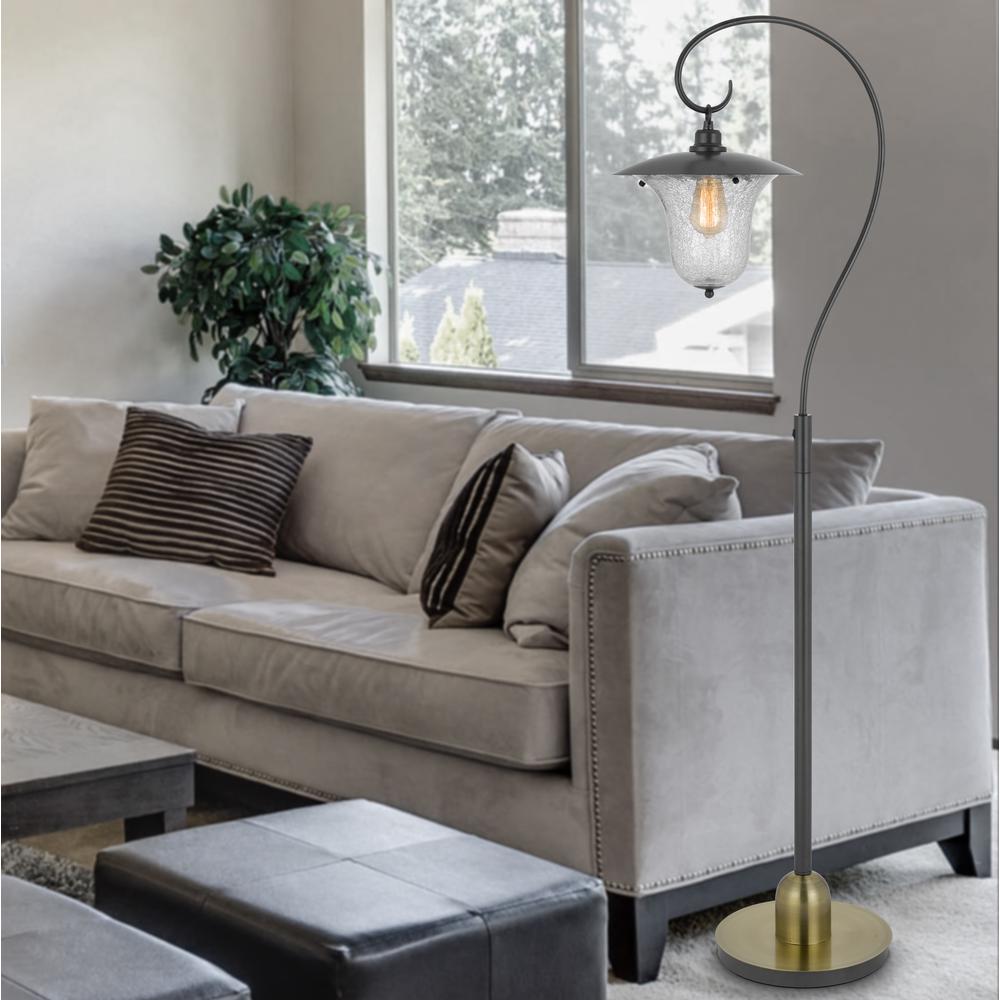 60W Walcott Downbridge Lantern Metal Floor Lamp With Bubbled Glass Shade. Picture 5