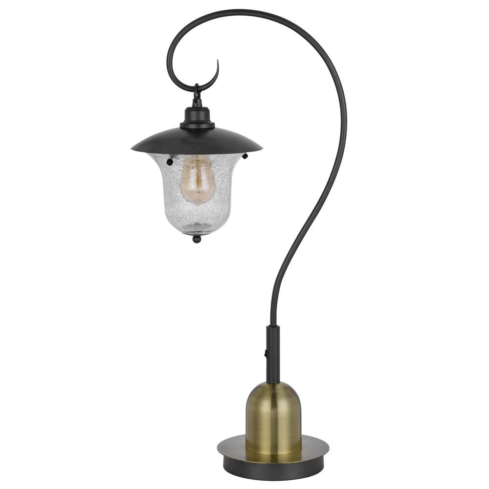 60W Walcott Downbridge Lantern Metal Table Lamp With Bubbled Glass Shade. Picture 1