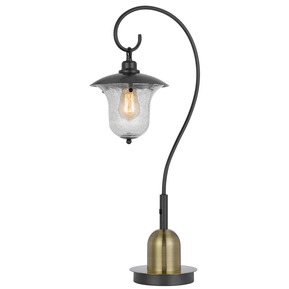 60W Walcott Downbridge Lantern Metal Table Lamp With Bubbled Glass Shade. Picture 2