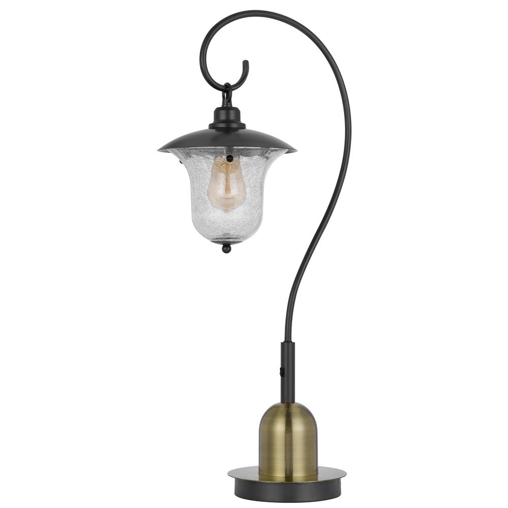 60W Walcott Downbridge Lantern Metal Table Lamp With Bubbled Glass Shade. Picture 3