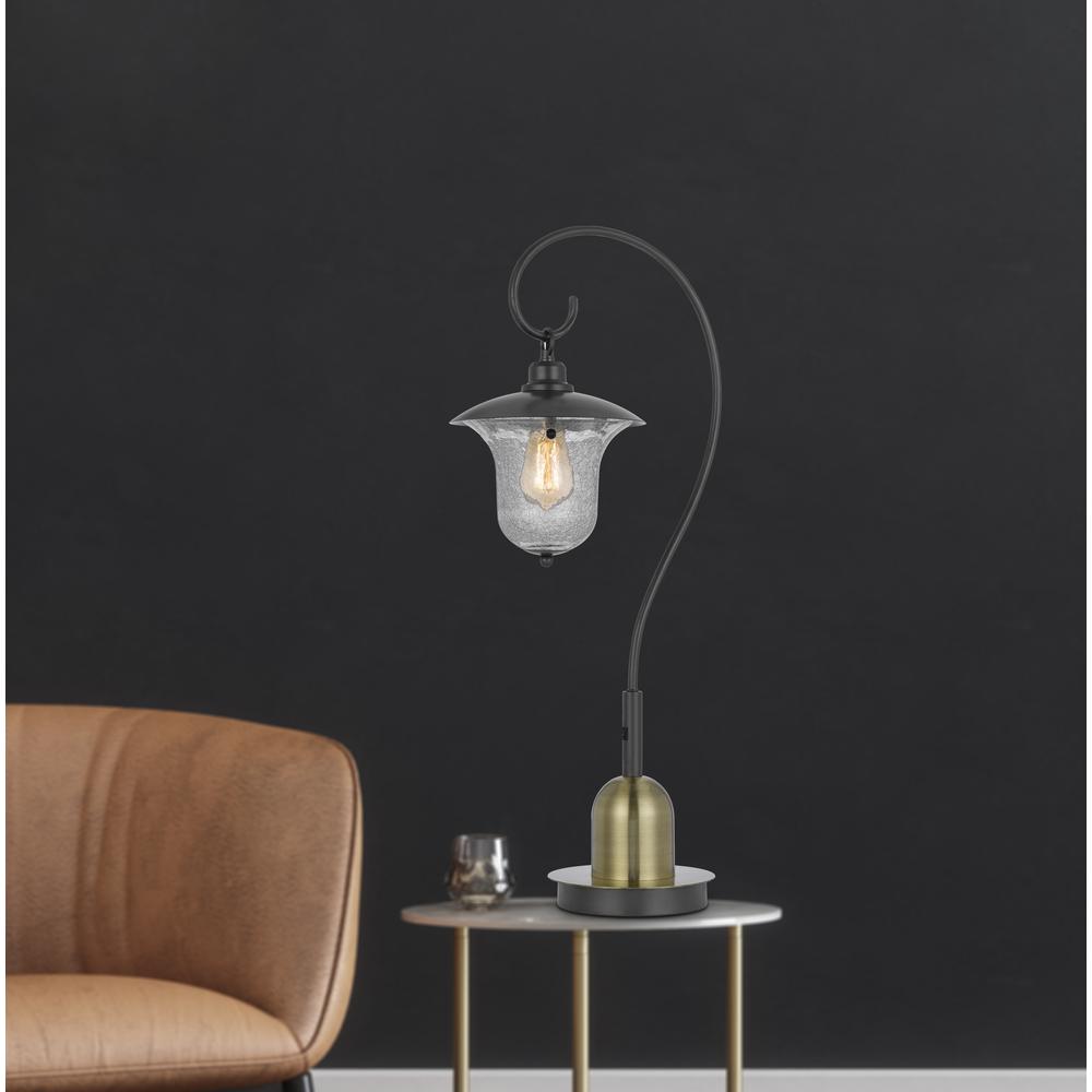 60W Walcott Downbridge Lantern Metal Table Lamp With Bubbled Glass Shade. Picture 4