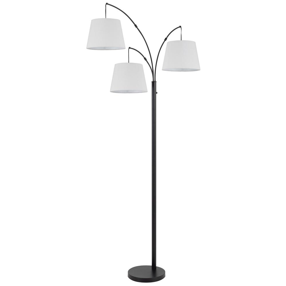 60W X 3 Vardon Metal Arc Floor Lamp With Hardback Fabric Shade. Picture 1