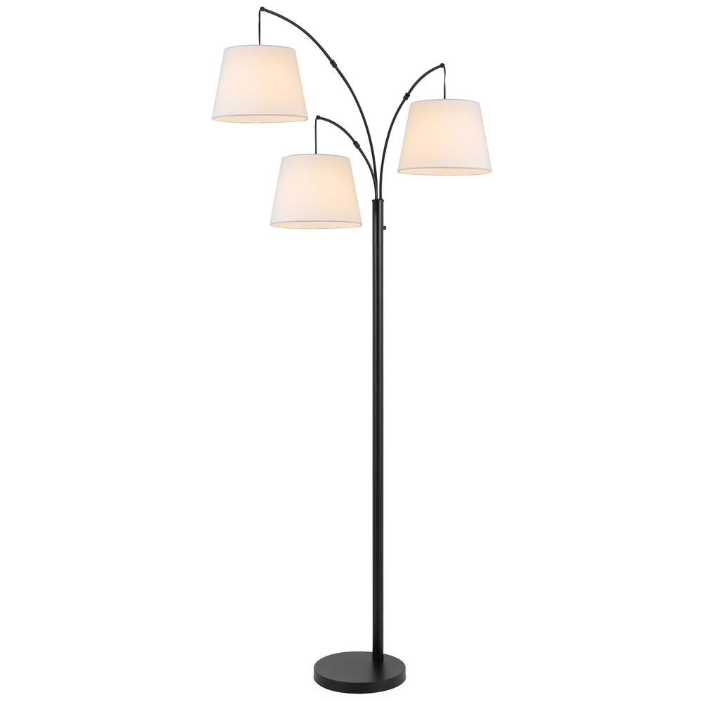 60W X 3 Vardon Metal Arc Floor Lamp With Hardback Fabric Shade. Picture 2