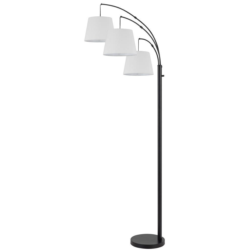 60W X 3 Vardon Metal Arc Floor Lamp With Hardback Fabric Shade. Picture 3