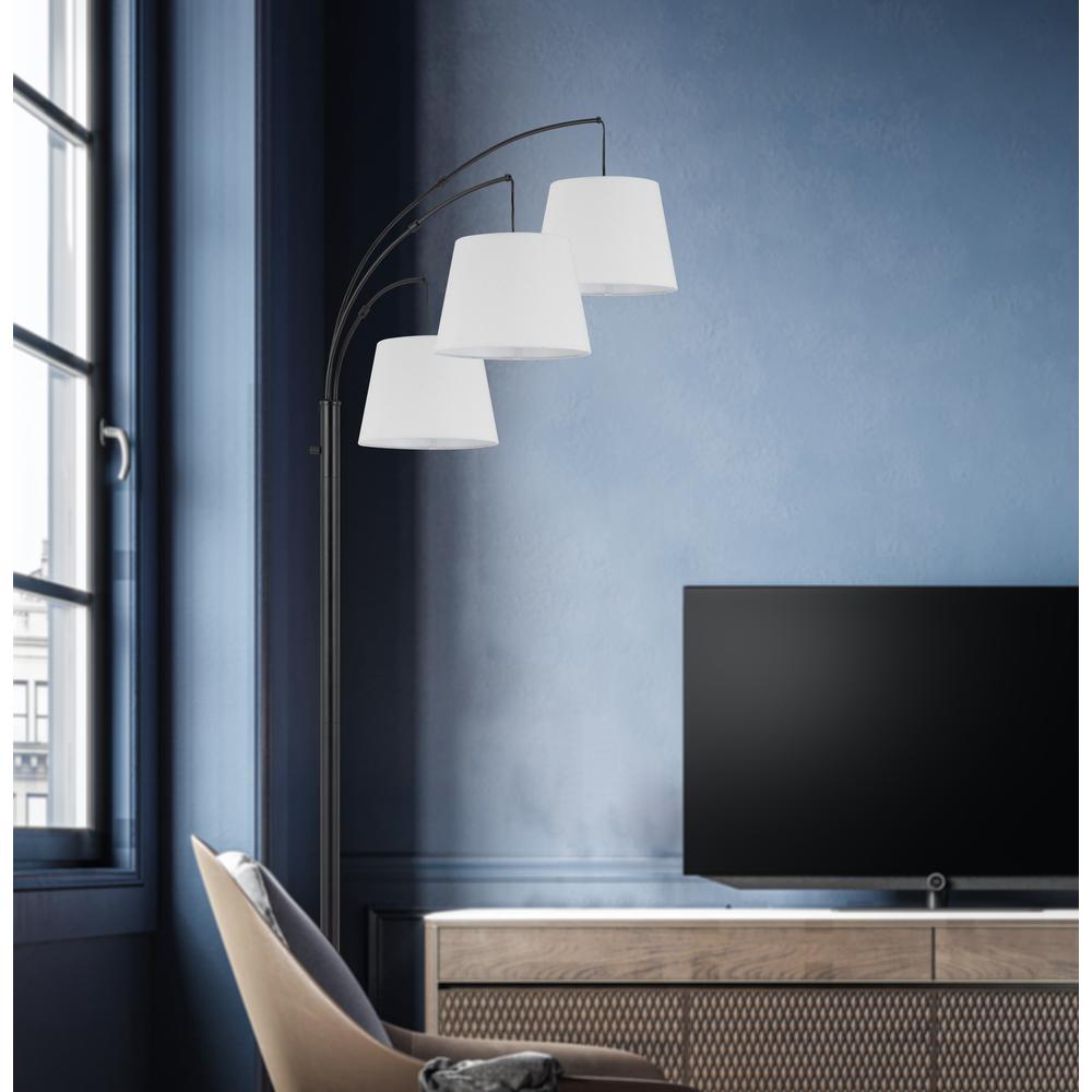 60W X 3 Vardon Metal Arc Floor Lamp With Hardback Fabric Shade. Picture 5