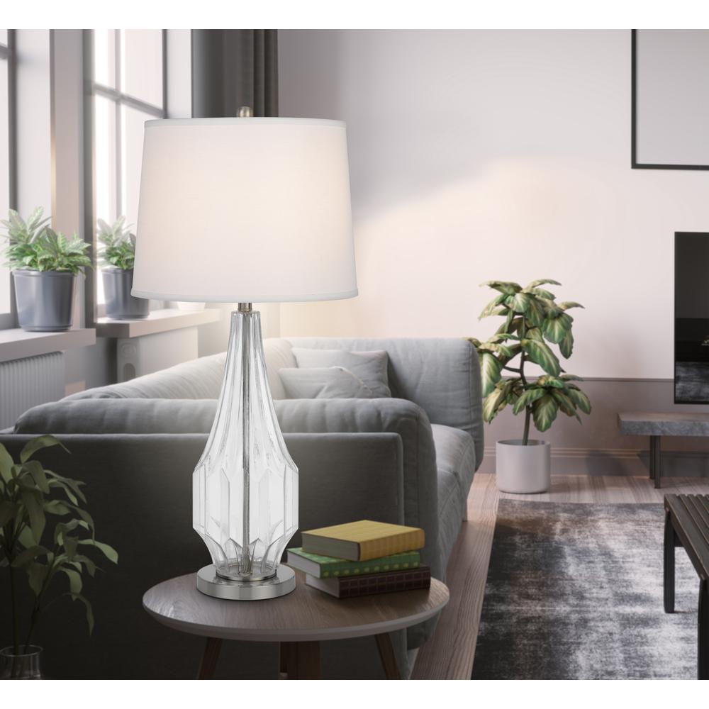 150W 3 Way Walham Glass Table Lamp With Hardback Fabric Shade (Sold In Pairs). Picture 4