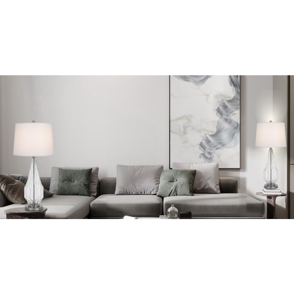 150W 3 Way Walham Glass Table Lamp With Hardback Fabric Shade (Sold In Pairs). Picture 5
