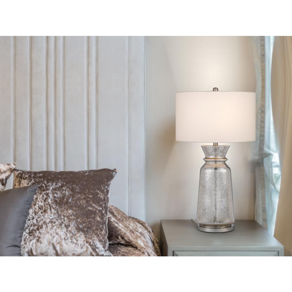 150W 3 Way Keswick Glass Table Lamp With Hardback Fabric Shade (Sold In Pairs). Picture 4
