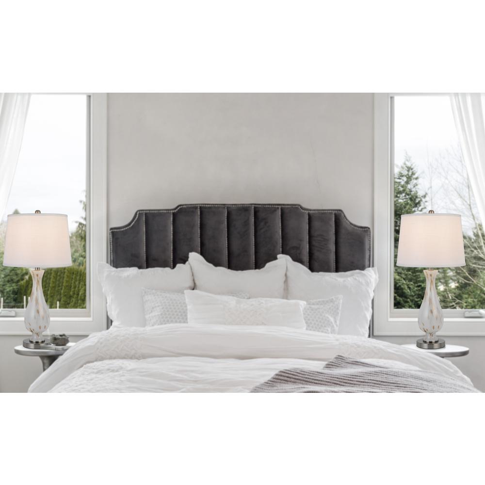 150W 3 Way Abinger Glass Table Lamp With Hardback Fabric Shade (Sold In Pairs). Picture 5