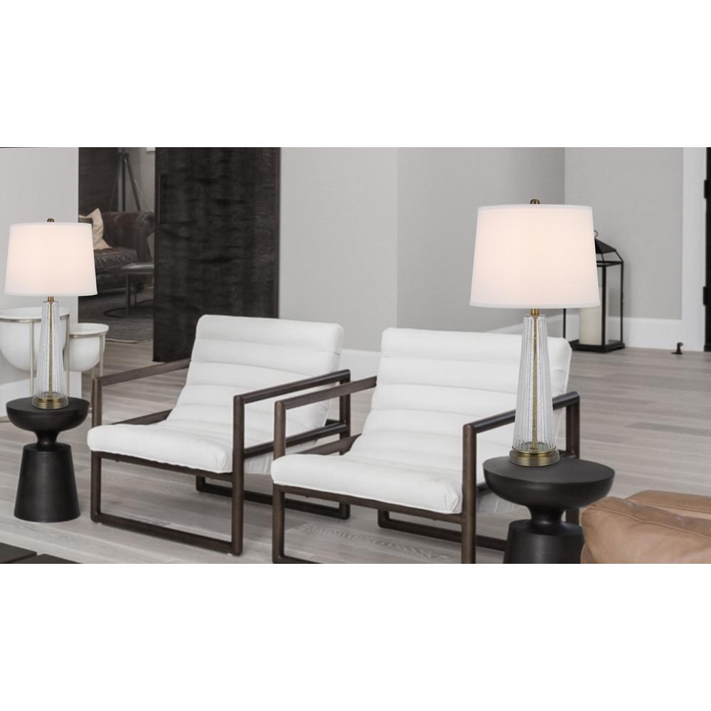 150W 3 Way Huxley Glass Table Lamp With Hardback Fabric Shade (Sold In Pairs). Picture 4