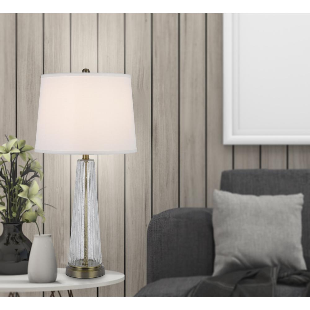 150W 3 Way Huxley Glass Table Lamp With Hardback Fabric Shade (Sold In Pairs). Picture 5