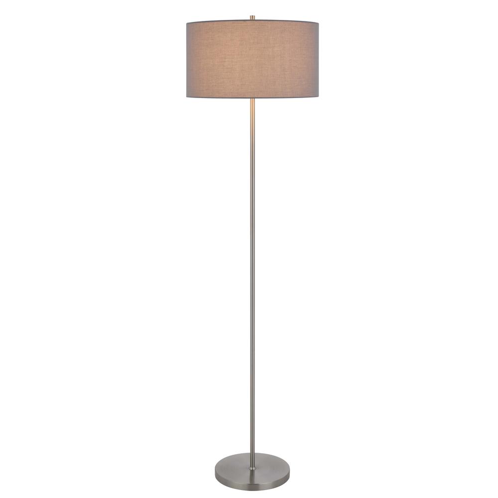150W 3 Wayt Cromwell Metal Floor Lamp With Gray Linen Shade. Picture 2