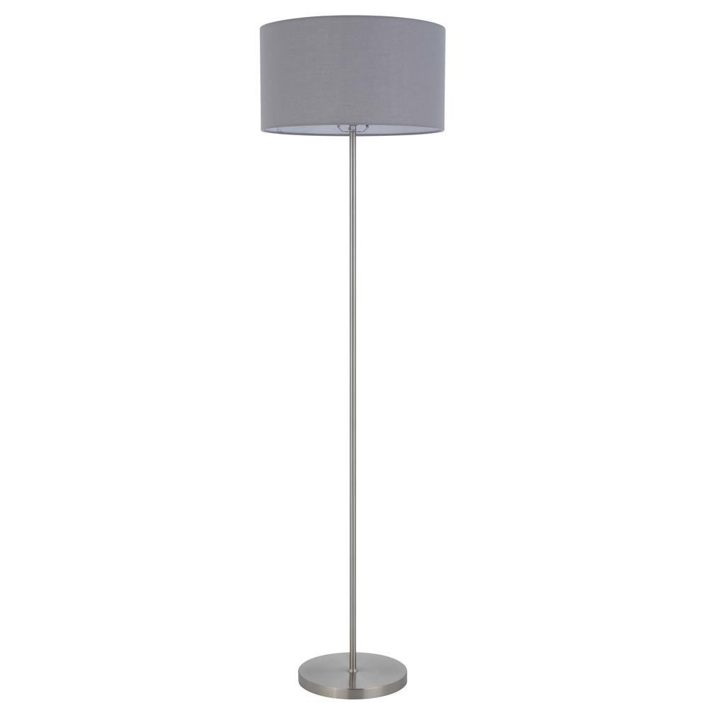 150W 3 Wayt Cromwell Metal Floor Lamp With Gray Linen Shade. Picture 3