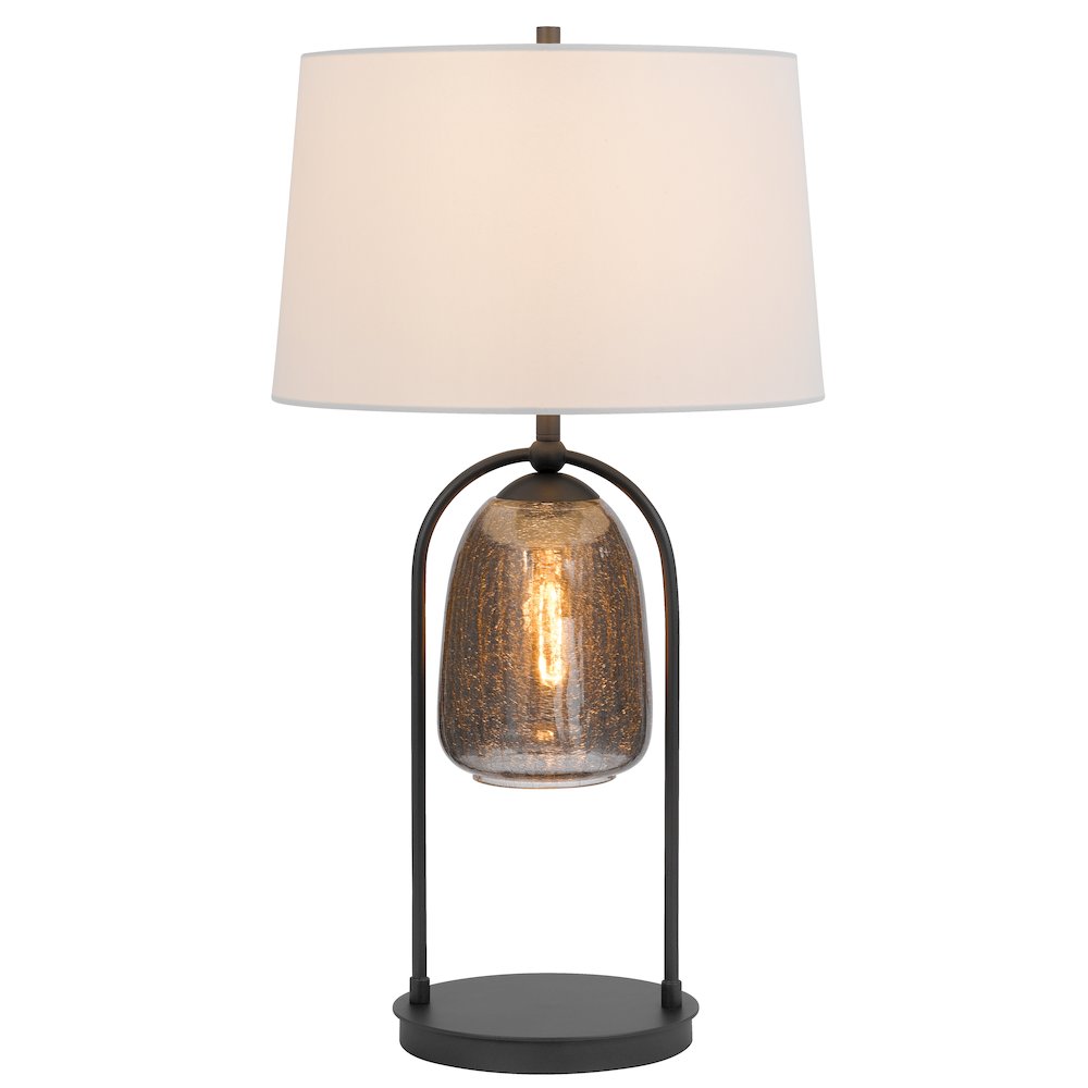 100W 3 way Midtown metal table lamp with glass shade and a 5W led Night light. Picture 1