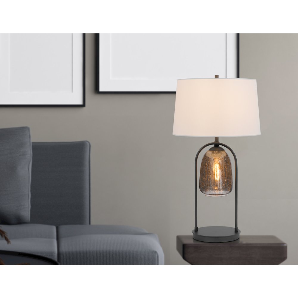 100W 3 way Midtown metal table lamp with glass shade and a 5W led Night light. Picture 3
