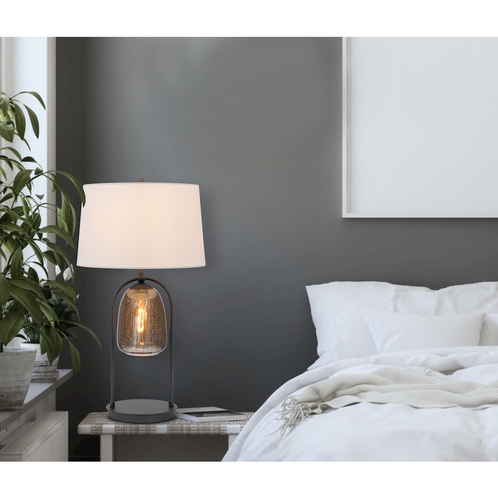 100W 3 way Midtown metal table lamp with glass shade and a 5W led Night light. Picture 4