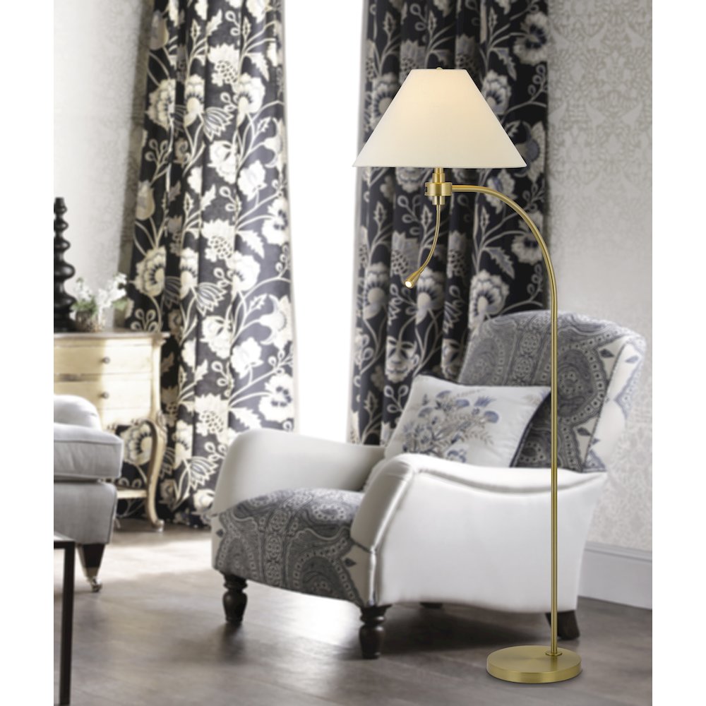 100W 3 way Ashland mini arc metal floor lamp with gooseneck 2W led reading light. Picture 4