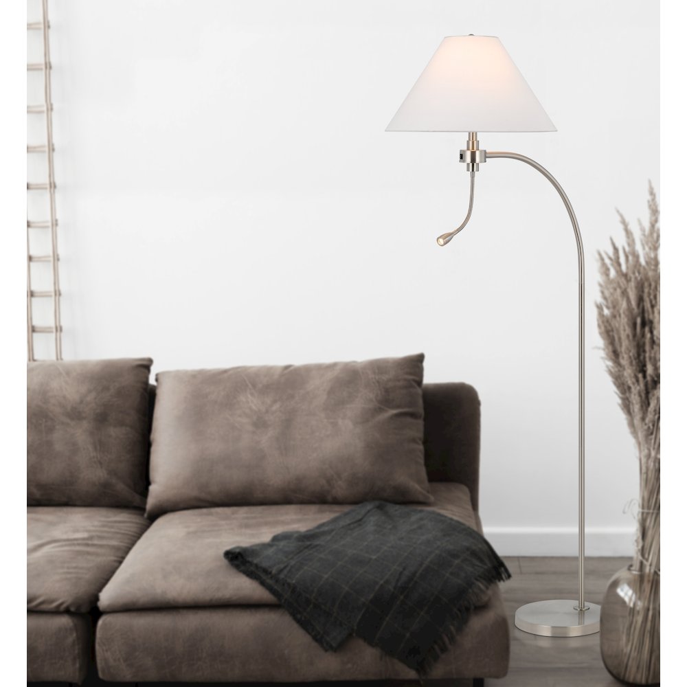 100W 3 way Ashland mini arc metal floor lamp with gooseneck 2W led reading light. Picture 4