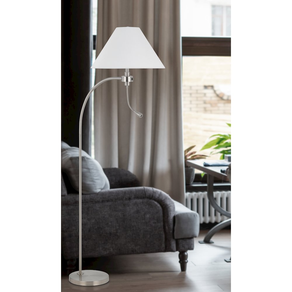 100W 3 way Ashland mini arc metal floor lamp with gooseneck 2W led reading light. Picture 3