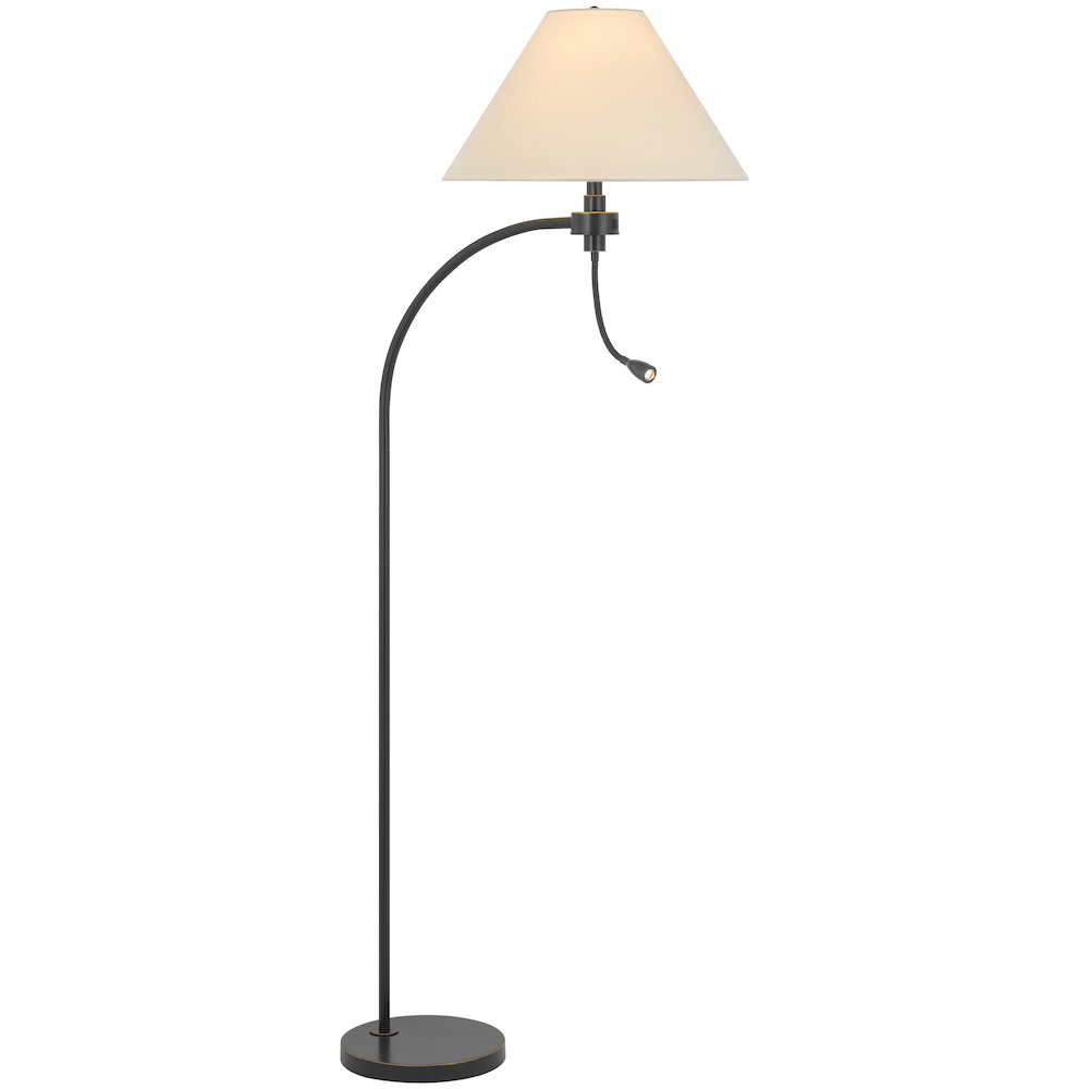 100W 3 way Ashland mini arc metal floor lamp with gooseneck 2W led reading light. Picture 1