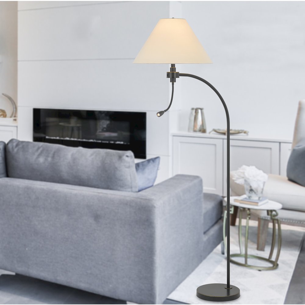 100W 3 way Ashland mini arc metal floor lamp with gooseneck 2W led reading light. Picture 3