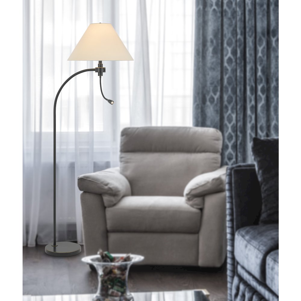 100W 3 way Ashland mini arc metal floor lamp with gooseneck 2W led reading light. Picture 4