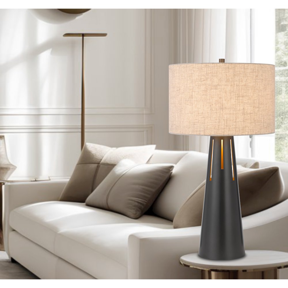 100W 3 way Hayti metal table lamp with 2W led night light. Picture 3