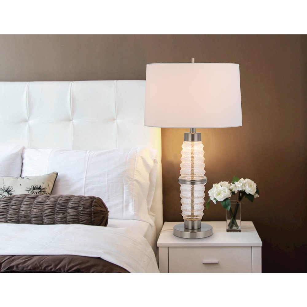 100W 3 way Macon glass table lamp with 2W led night light. Picture 4