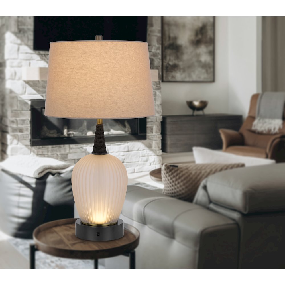 100W led Vega metal/frosted glass table lamp with 2W led night light. Picture 3