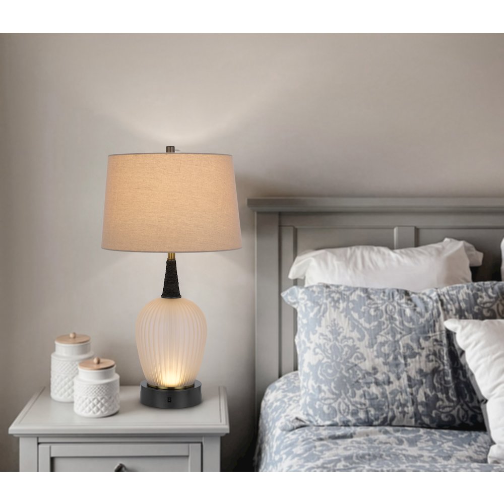 100W led Vega metal/frosted glass table lamp with 2W led night light. Picture 4
