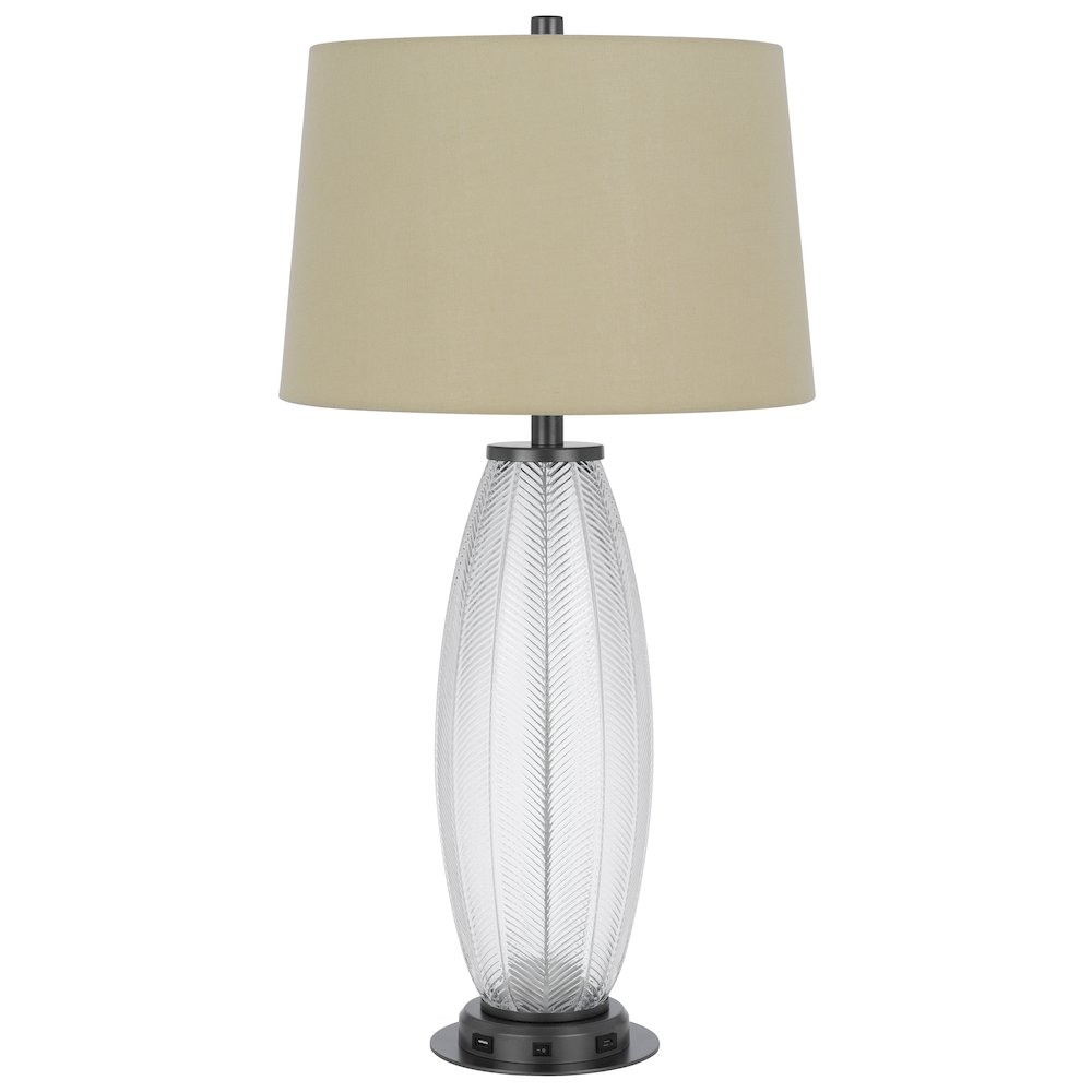 100W led Mansfield glass table lamp with 2W led night light and 2 USB Outlets. Picture 5
