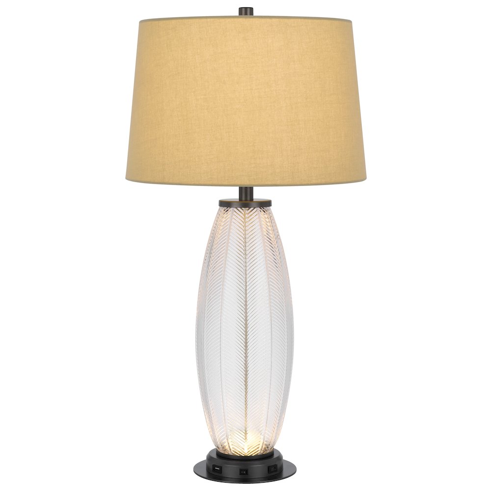 100W led Mansfield glass table lamp with 2W led night light and 2 USB Outlets. Picture 1