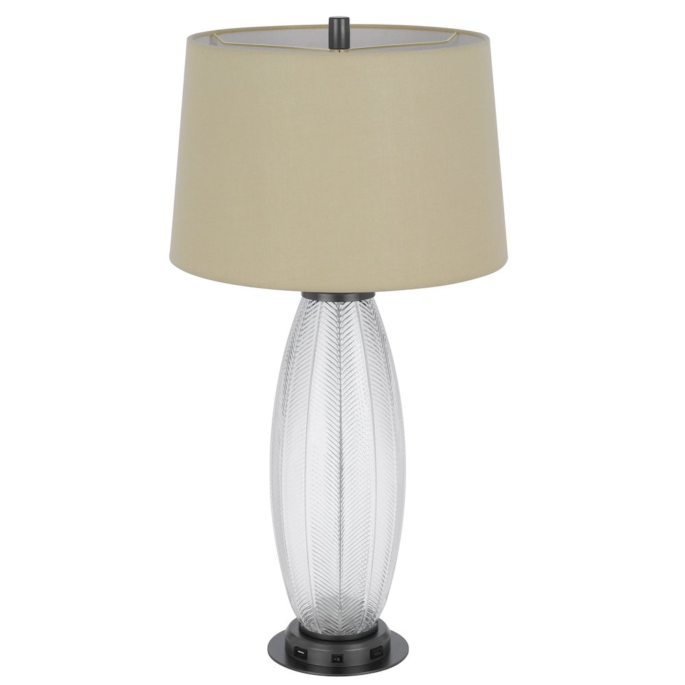 100W led Mansfield glass table lamp with 2W led night light and 2 USB Outlets. Picture 2