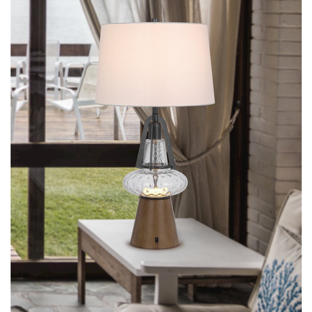 100W led Marietta metal/glass table lamp with 2W led night light. Picture 3