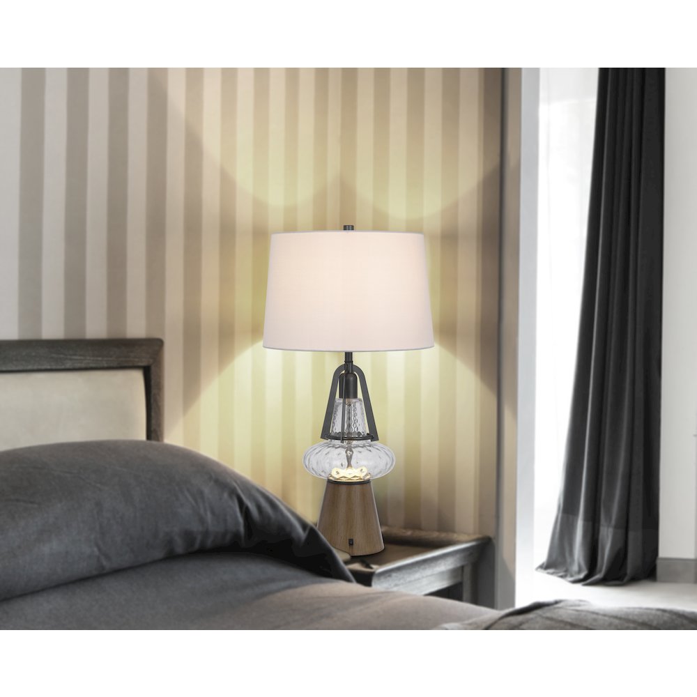 100W led Marietta metal/glass table lamp with 2W led night light. Picture 4