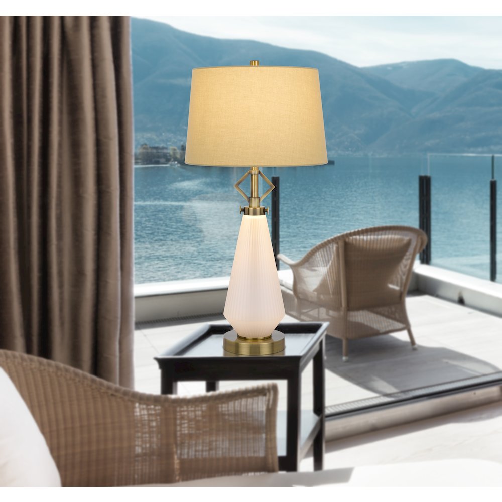 100W led Carrizo metal/glass table lamp with 2W led night light. Picture 3