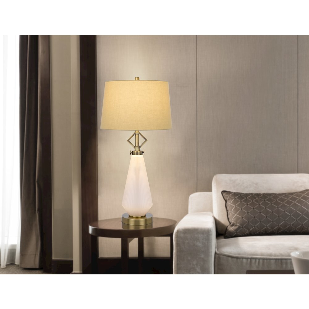 100W led Carrizo metal/glass table lamp with 2W led night light. Picture 4