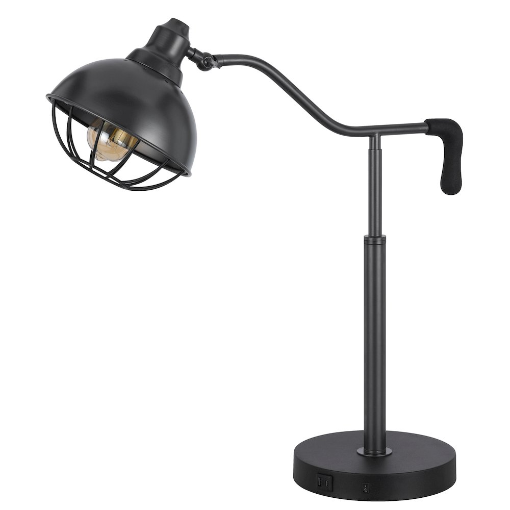 60W Taloga metal desk lamp with adjustable caged shade (Bulb not included). Picture 1