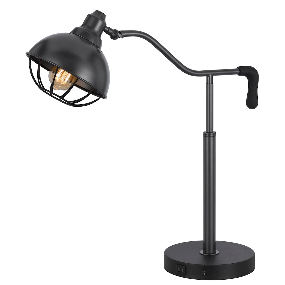 60W Taloga metal desk lamp with adjustable caged shade (Bulb not included). Picture 1