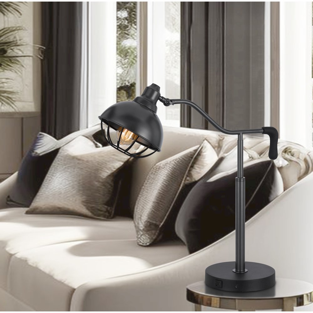 60W Taloga metal desk lamp with adjustable caged shade (Bulb not included). Picture 3