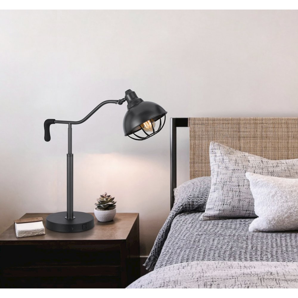 60W Taloga metal desk lamp with adjustable caged shade (Bulb not included). Picture 4