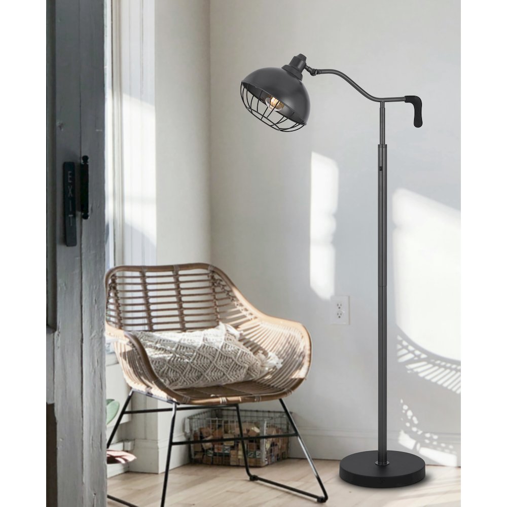 60W Taloga metal floor lamp with adjustable caged shade. (Bulb not included). Picture 3