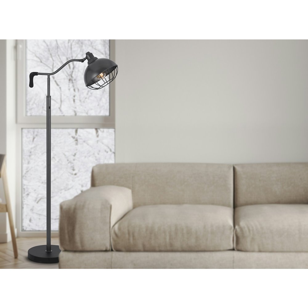 60W Taloga metal floor lamp with adjustable caged shade. (Bulb not included). Picture 4