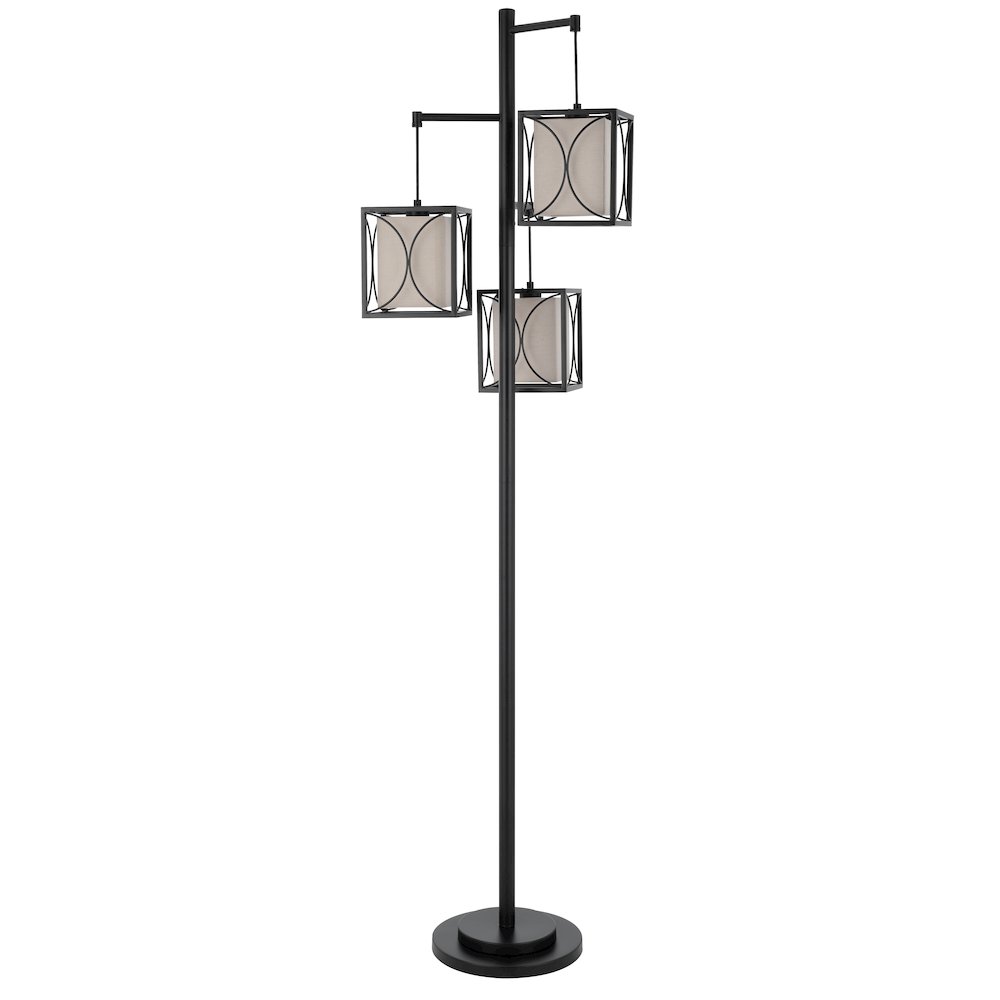 60W x 3 Lantern metal floor lamp with metal framed fabric shades. Picture 5