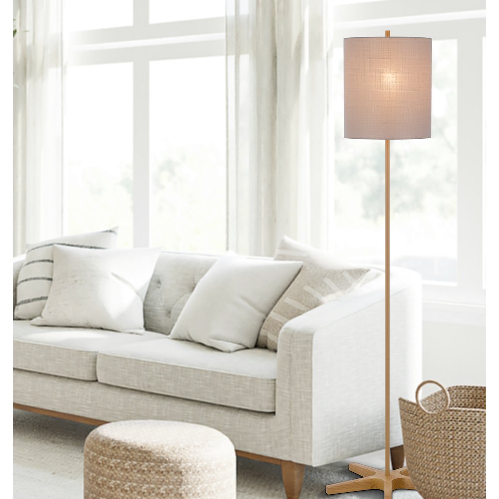 100W metal floor lamp with wooden base. Picture 3