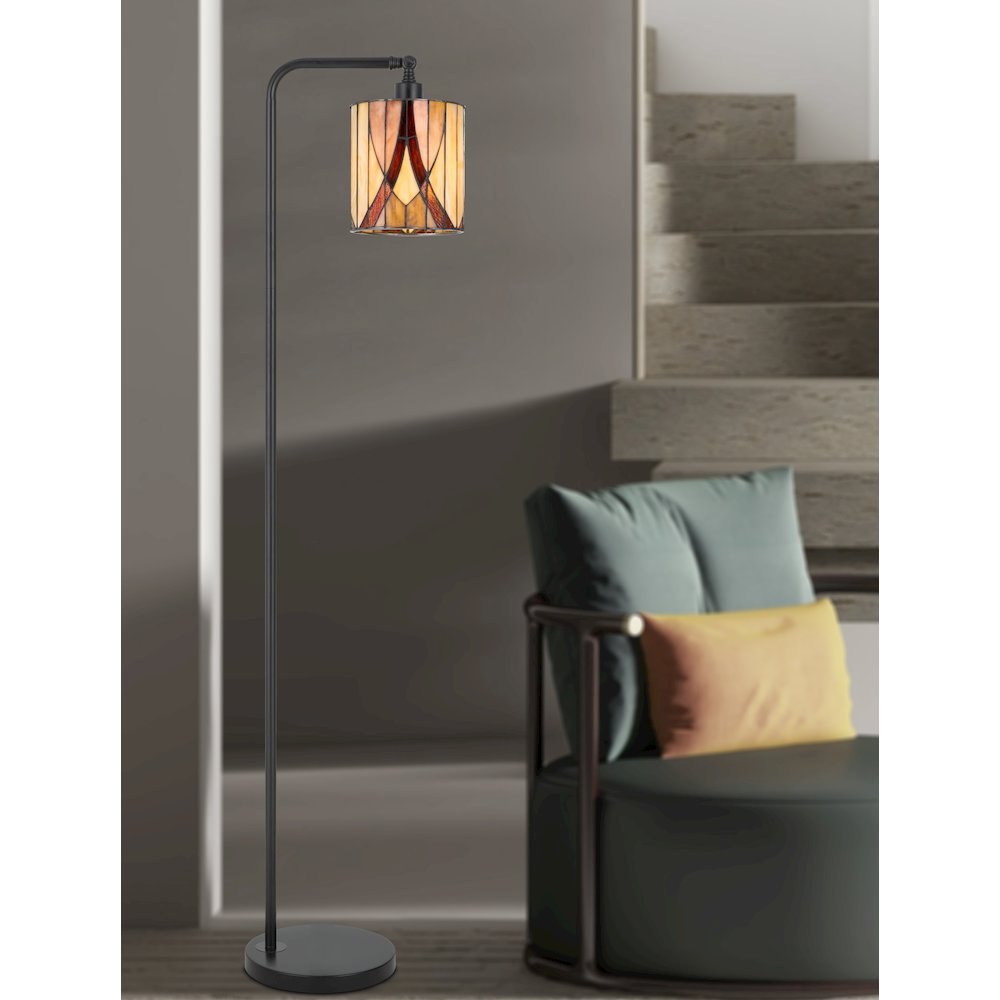 60 Watt Fiorella Downbridge Metal Tiffany Floor Lamp. Picture 4