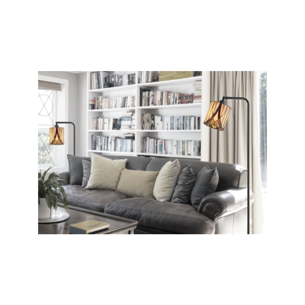 60 Watt Fiorella Downbridge Metal Tiffany Floor Lamp. Picture 5