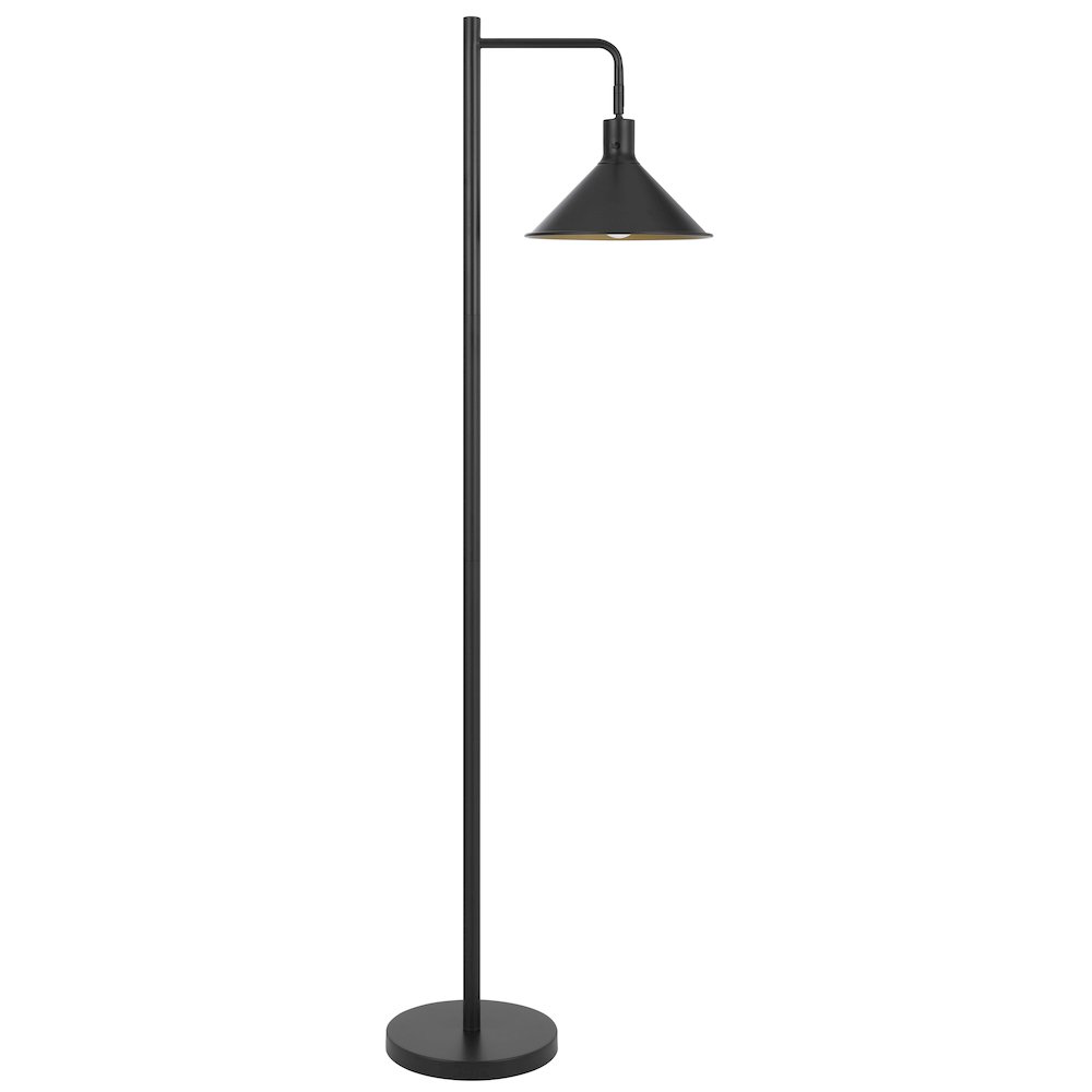 60 Watt Campana Metal Downbridge Floor Lamp in Black. Picture 1