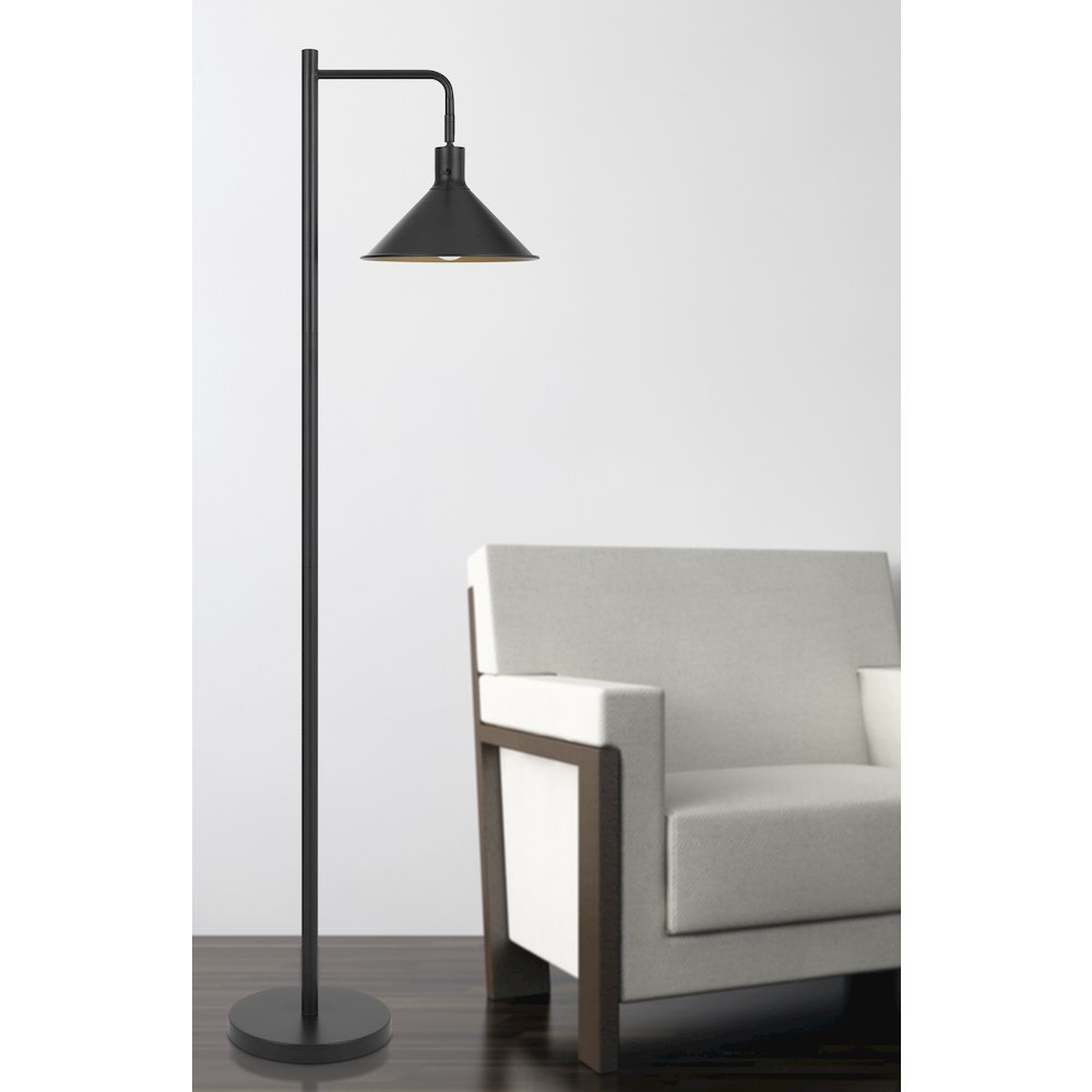 60 Watt Campana Metal Downbridge Floor Lamp in Black. Picture 2