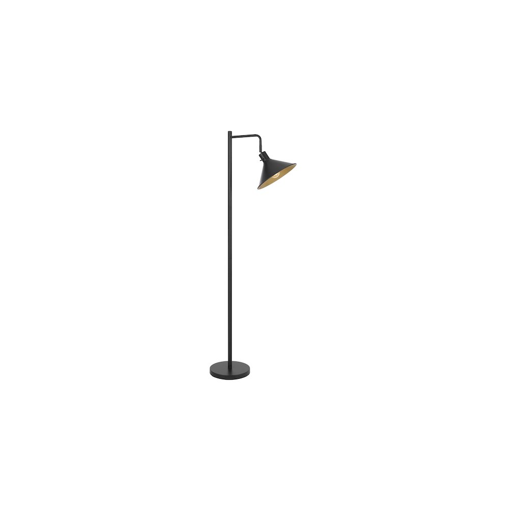 60 Watt Campana Metal Downbridge Floor Lamp in Black. Picture 2